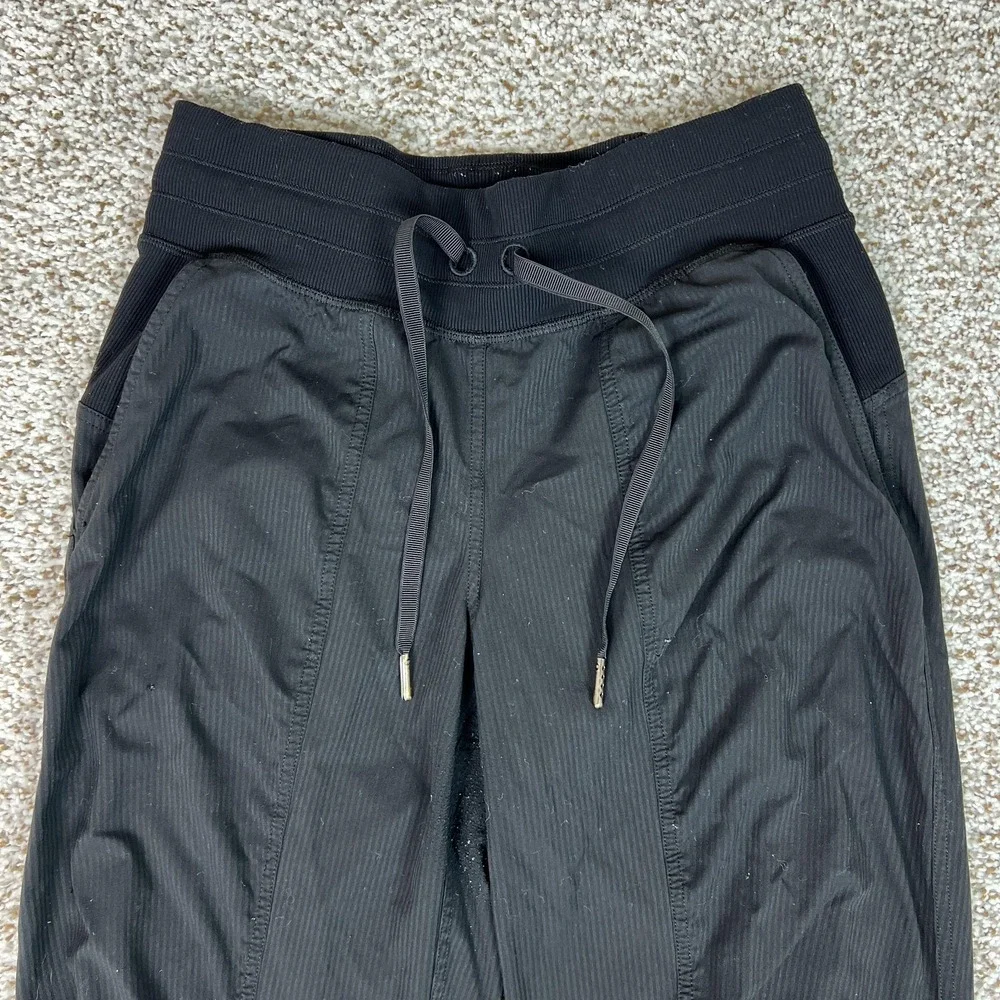 Lululemon Pant Womens Small Black Woven Jogger Elastic Waist Pockets Gym Workout